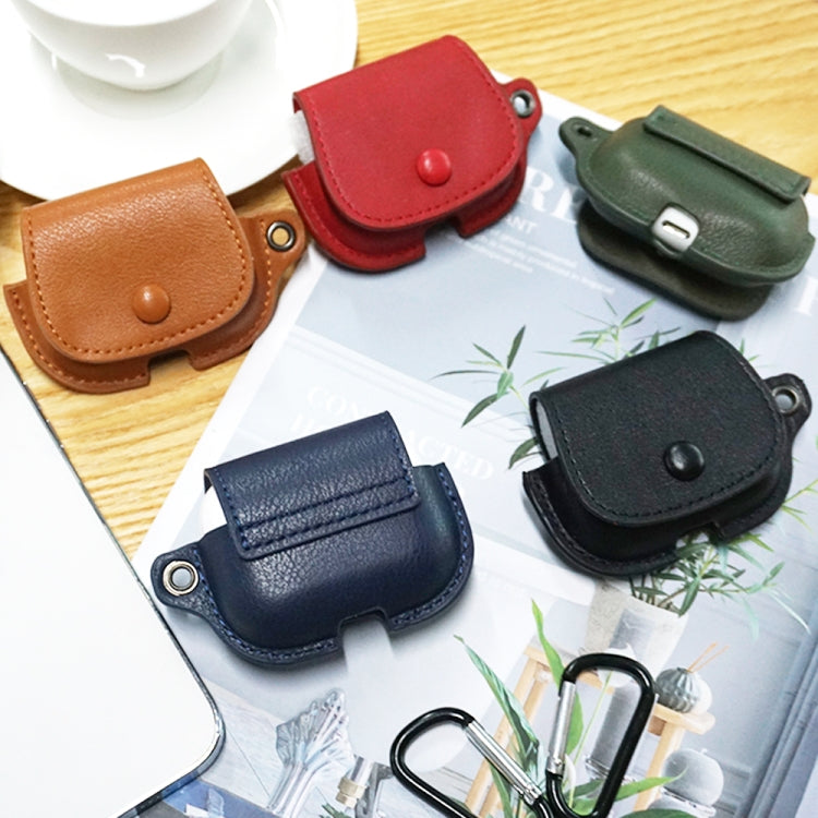 For AirPods Pro 2 Backpack Style PU Leather Earphone Protective Case with Lanyard(Army Green) - For AirPods Pro 2 by buy2fix | Online Shopping UK | buy2fix