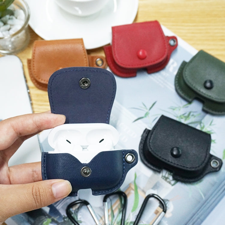 For AirPods Pro 2 Backpack Style PU Leather Earphone Protective Case with Lanyard(Army Green) - For AirPods Pro 2 by buy2fix | Online Shopping UK | buy2fix