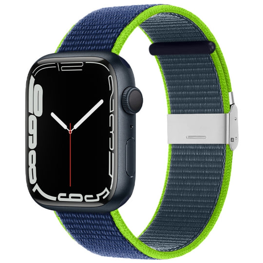 Metal Buckle Nylon Strap For Apple Watch Series 8&7 41mm / SE 2&6&SE&5&4 40mm / 3&2&1 38mm(Lime Green)