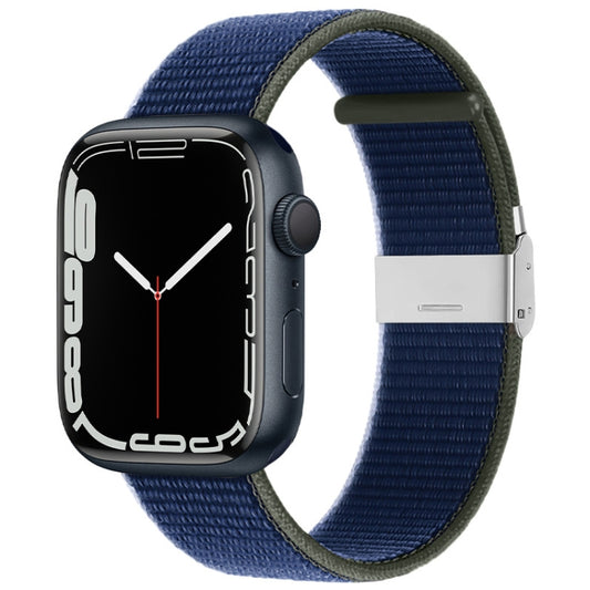 Metal Buckle Nylon Strap For Apple Watch Ultra 49mm / Series 8&7 45mm / SE 2&6&SE&5&4 44mm / 3&2&1 42mm(Sea ??Blue) by buy2fix
