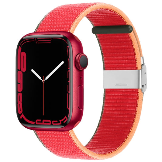 Metal Buckle Nylon Strap For Apple Watch Ultra 49mm / Series 8&7 45mm / SE 2&6&SE&5&4 44mm / 3&2&1 42mm(Strawberry Red) by buy2fix