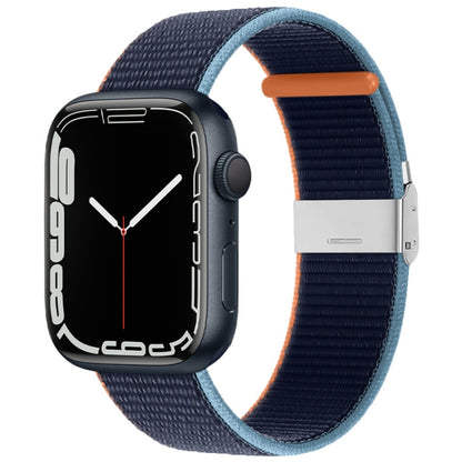 Metal Buckle Nylon Strap For Apple Watch Ultra 49mm / Series 8&7 45mm / SE 2&6&SE&5&4 44mm / 3&2&1 42mm(Navy Blue) by buy2fix