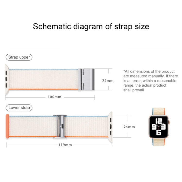 Metal Buckle Nylon Strap For Apple Watch Ultra 49mm / Series 8&7 45mm / SE 2&6&SE&5&4 44mm / 3&2&1 42mm(Bright Sun) by buy2fix