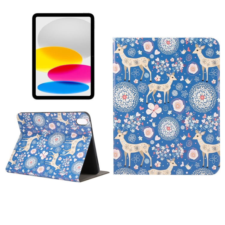 For iPad 2025 / 2022 Painted Voltage Pen Slot Tablet Smart Case(Blue Elk) - iPad 2025 / 2022 Cases by buy2fix | Online Shopping UK | buy2fix