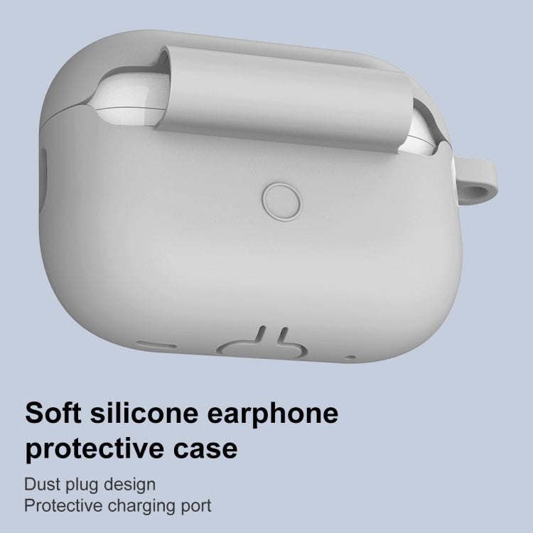 For AirPods Pro 2 Thickened One-piece Shockproof Earphone Case(Light Grey) - For AirPods Pro 2 by buy2fix | Online Shopping UK | buy2fix