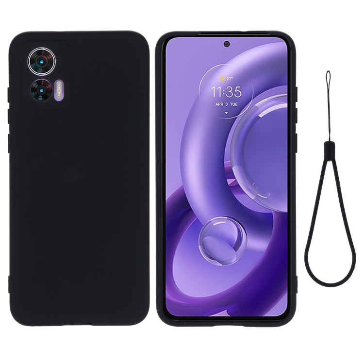 For Motorola Edge 30 Lite 5G / 30 Neo 5G Pure Color Liquid Silicone Shockproof Phone Case(Black) by buy2fix