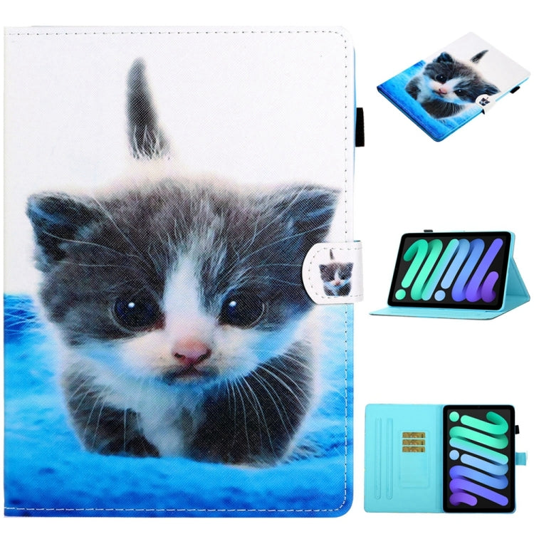 For iPad 2025 / 2022 Coloured Drawing Stitching Smart Leather Tablet Case(Blue White Cat) - iPad 2025 / 2022 Cases by buy2fix | Online Shopping UK | buy2fix
