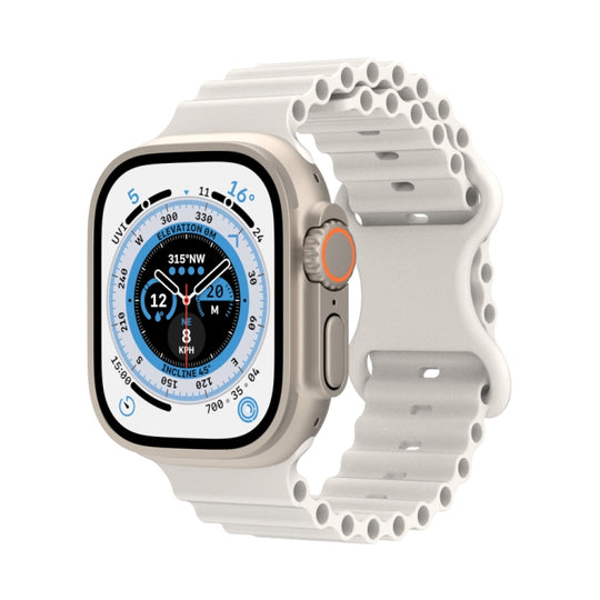 Ocean Style Silicone Watch Band For Apple Watch Ultra 49mm&Watch Ultra 2 49mm / Series 9&8&7 45mm / SE 3&SE 2&6&SE&5&4 44mm / 3&2&1 42mm(White)