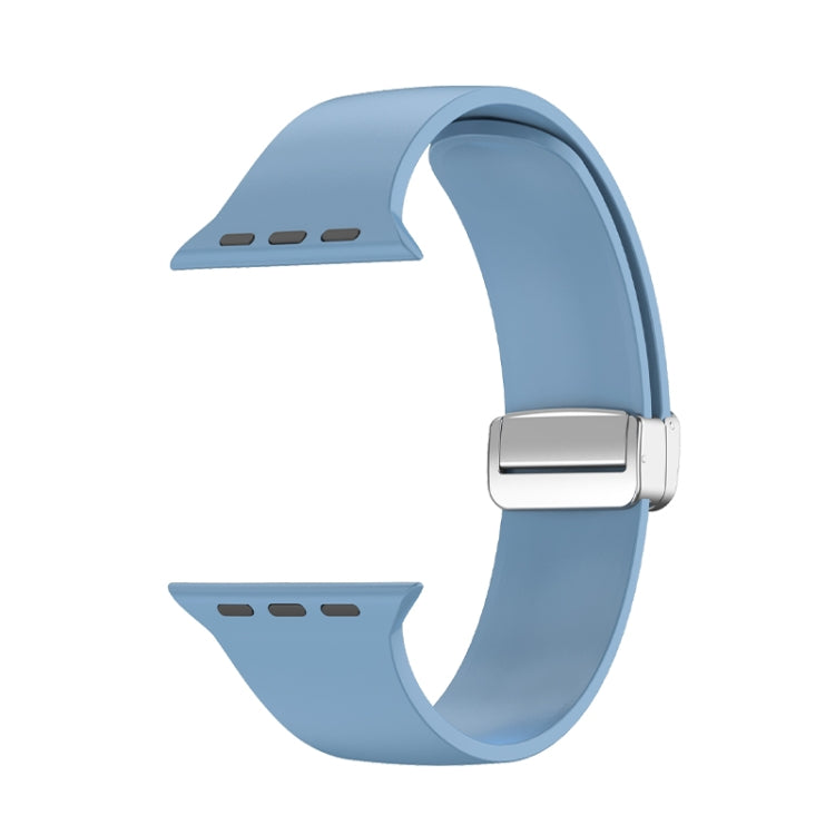 Folding Buckle Silicone Watch Band For Apple Watch Ultra 49mm(Light Blue) by buy2fix