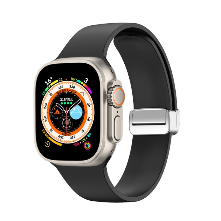 Folding Buckle Silicone Watch Band For Apple Watch Ultra 49mm(Black) by buy2fix