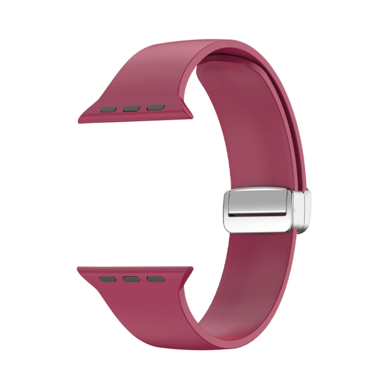Folding Buckle Silicone Watch Band For Apple Watch Ultra 49mm(Wine Red) by buy2fix