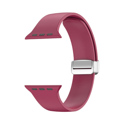Folding Buckle Silicone Watch Band For Apple Watch Ultra 49mm(Wine Red) by buy2fix