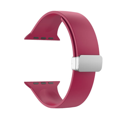 Folding Buckle Silicone Watch Band For Apple Watch Ultra 49mm(Wine Red) by buy2fix