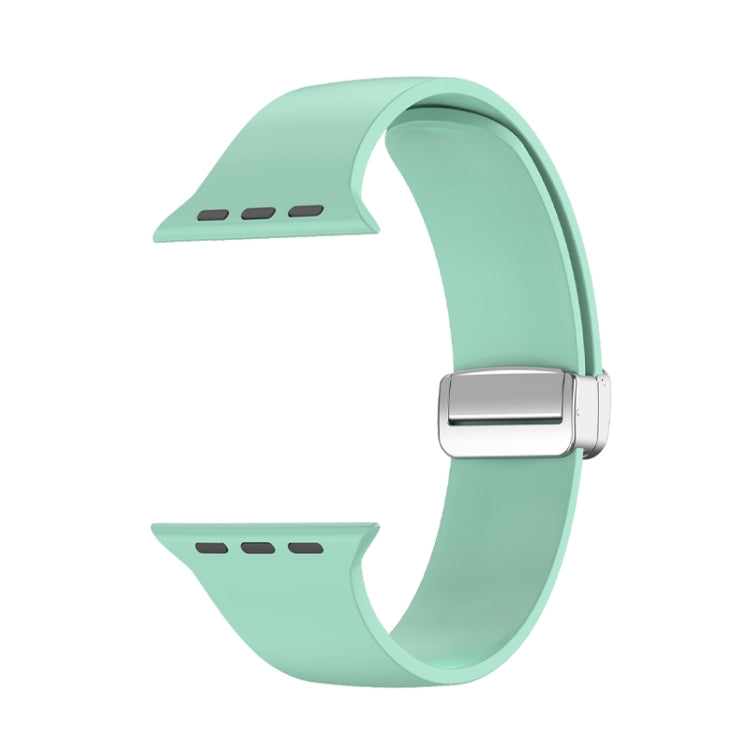 Folding Buckle Silicone Watch Band For Apple Watch Ultra 49mm(Light Green) by buy2fix