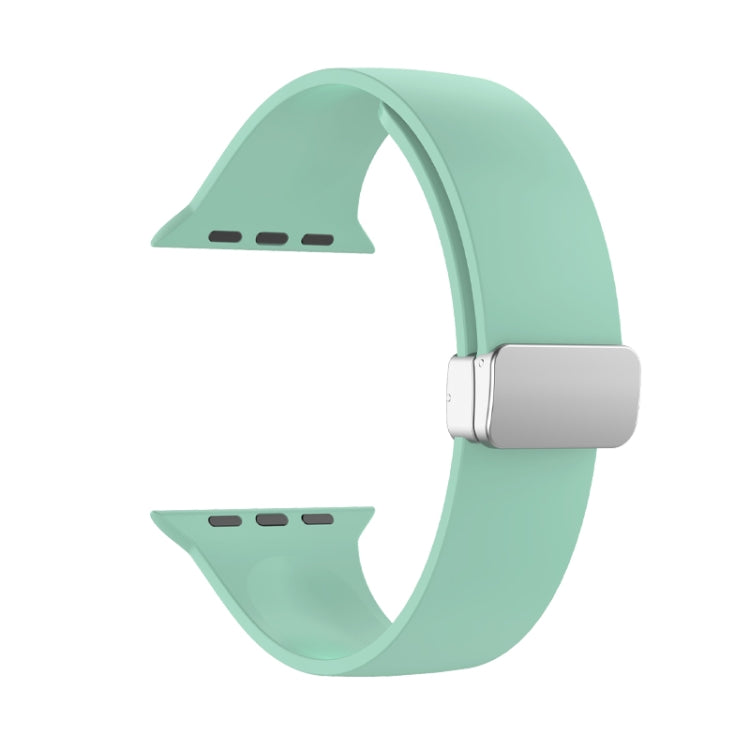 Folding Buckle Silicone Watch Band For Apple Watch Ultra 49mm(Light Green) by buy2fix
