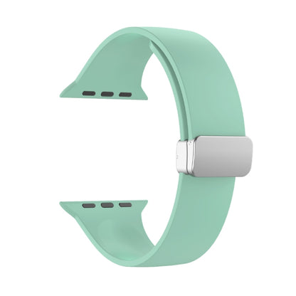 Folding Buckle Silicone Watch Band For Apple Watch Ultra 49mm(Light Green) by buy2fix