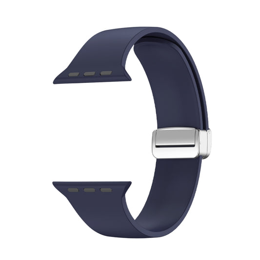 Folding Buckle Silicone Watch Band For Apple Watch Ultra 49mm(Dark Blue) by buy2fix