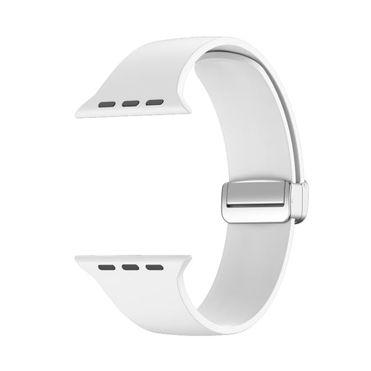 Folding Buckle Silicone Watch Band For Apple Watch Series 8&7 45mm / SE 2&6&SE&5&4 44mm / 3&2&1 42mm(White) by buy2fix