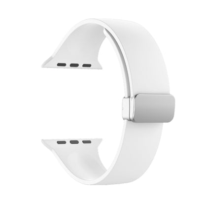 Folding Buckle Silicone Watch Band For Apple Watch Series 8&7 45mm / SE 2&6&SE&5&4 44mm / 3&2&1 42mm(White) by buy2fix