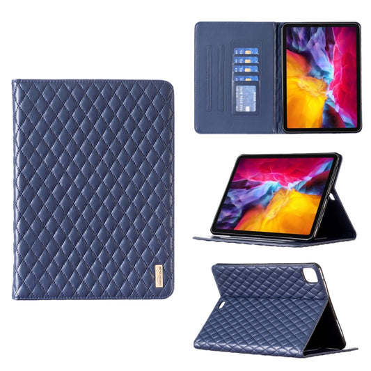 For iPad Pro 11 2022 / 2021 / 2020 Elegant Rhombic Texture Horizontal Flip Leather Tablet Case(Blue) - iPad Pro 11 (2022/2021) Cases by buy2fix | Online Shopping UK | buy2fix