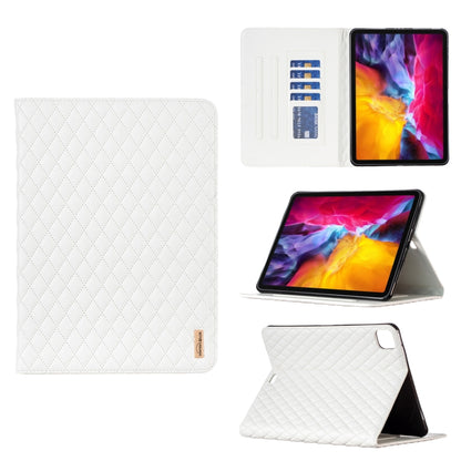 For iPad Pro 11 2022 / 2021 / 2020 Elegant Rhombic Texture Horizontal Flip Leather Tablet Case(White) - iPad Pro 11 (2022/2021) Cases by buy2fix | Online Shopping UK | buy2fix