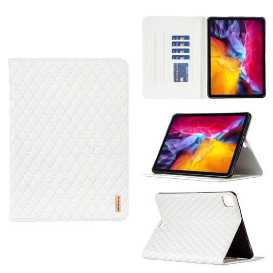 For iPad Pro 11 2022 / 2021 / 2020 Elegant Rhombic Texture Horizontal Flip Leather Tablet Case(White) - iPad Pro 11 (2022/2021) Cases by buy2fix | Online Shopping UK | buy2fix