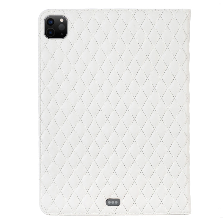 For iPad Pro 11 2022 / 2021 / 2020 Elegant Rhombic Texture Horizontal Flip Leather Tablet Case(White) - iPad Pro 11 (2022/2021) Cases by buy2fix | Online Shopping UK | buy2fix