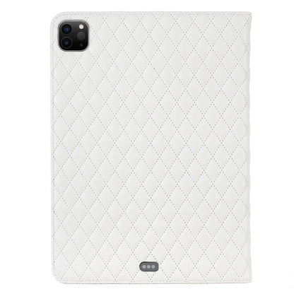 For iPad Pro 11 2022 / 2021 / 2020 Elegant Rhombic Texture Horizontal Flip Leather Tablet Case(White) - iPad Pro 11 (2022/2021) Cases by buy2fix | Online Shopping UK | buy2fix