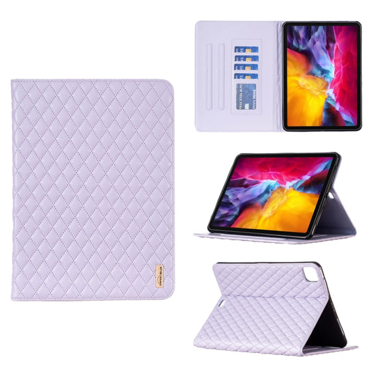 For iPad Pro 11 2022 / 2021 / 2020 Elegant Rhombic Texture Horizontal Flip Leather Tablet Case(Purple) - iPad Pro 11 (2022/2021) Cases by buy2fix | Online Shopping UK | buy2fix