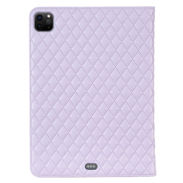For iPad Pro 11 2022 / 2021 / 2020 Elegant Rhombic Texture Horizontal Flip Leather Tablet Case(Purple) - iPad Pro 11 (2022/2021) Cases by buy2fix | Online Shopping UK | buy2fix