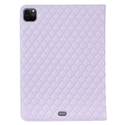 For iPad Pro 11 2022 / 2021 / 2020 Elegant Rhombic Texture Horizontal Flip Leather Tablet Case(Purple) - iPad Pro 11 (2022/2021) Cases by buy2fix | Online Shopping UK | buy2fix