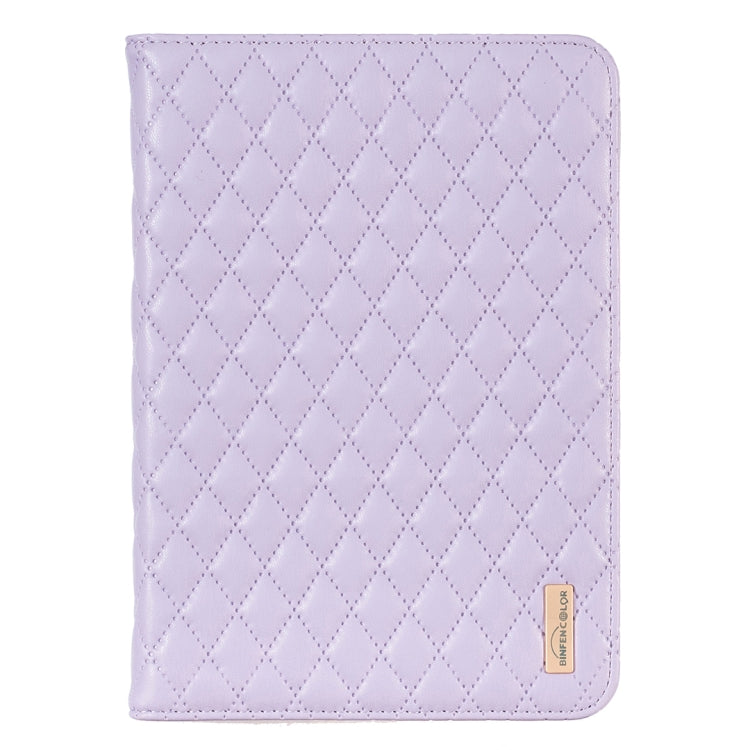 For iPad mini 6 / mini 2024 Elegant Rhombic Texture Horizontal Flip Leather Tablet Case(Purple) - iPad mini 6 Cases by buy2fix | Online Shopping UK | buy2fix