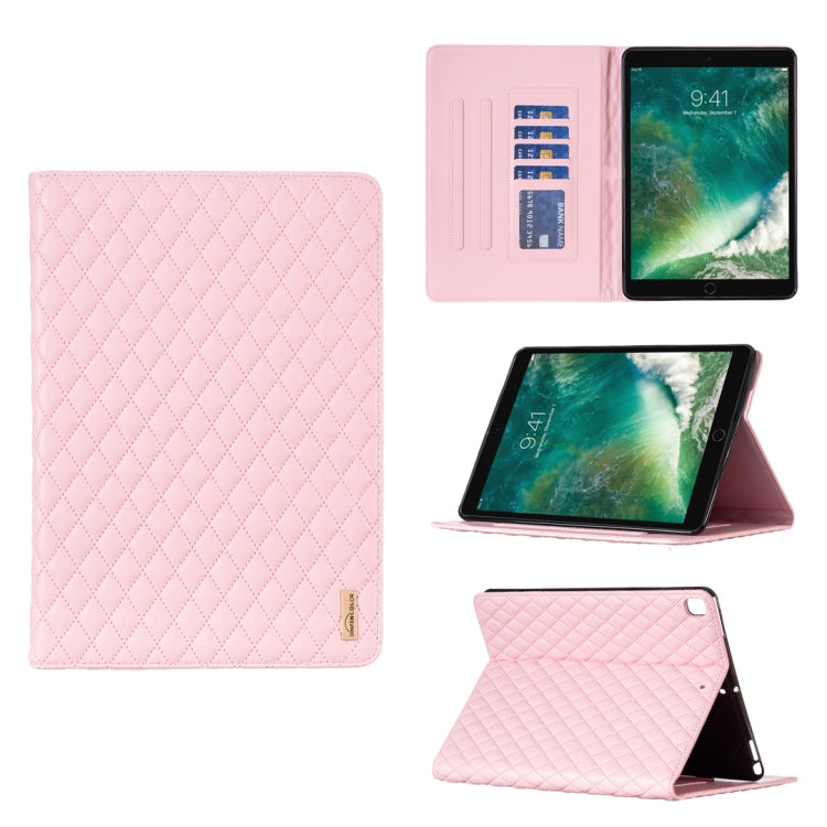 For iPad Pro 10.5 2019 / 10.2 Elegant Rhombic Texture Horizontal Flip Leather Tablet Case(Pink) - iPad Pro 10.5 inch Cases by buy2fix | Online Shopping UK | buy2fix
