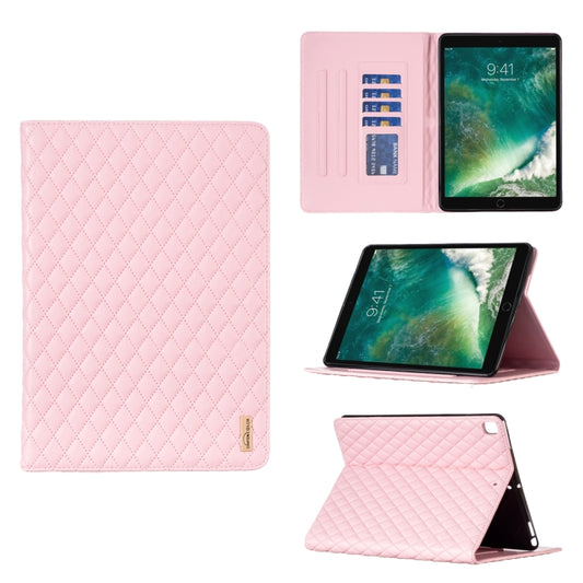 For iPad Pro 10.5 2019 / 10.2 Elegant Rhombic Texture Horizontal Flip Leather Tablet Case(Pink) - iPad Pro 10.5 inch Cases by buy2fix | Online Shopping UK | buy2fix