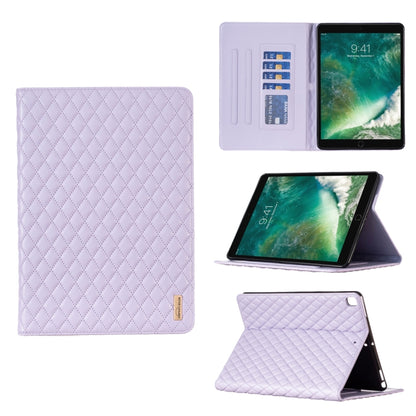 For iPad Pro 10.5 2019 / 10.2 Elegant Rhombic Texture Horizontal Flip Leather Tablet Case(Purple) - iPad Pro 10.5 inch Cases by buy2fix | Online Shopping UK | buy2fix