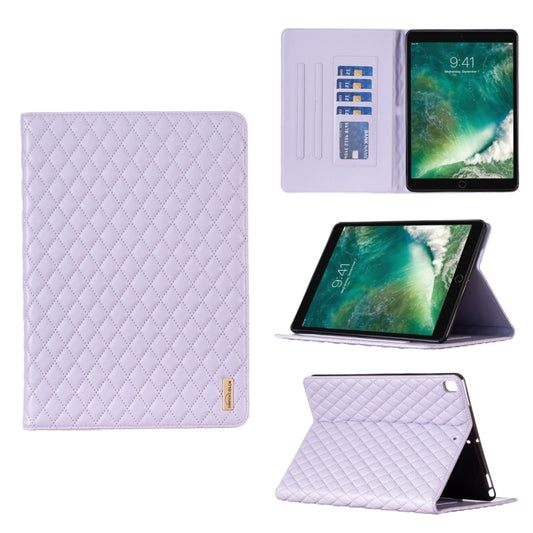 For iPad Pro 10.5 2019 / 10.2 Elegant Rhombic Texture Horizontal Flip Leather Tablet Case(Purple) - iPad Pro 10.5 inch Cases by buy2fix | Online Shopping UK | buy2fix
