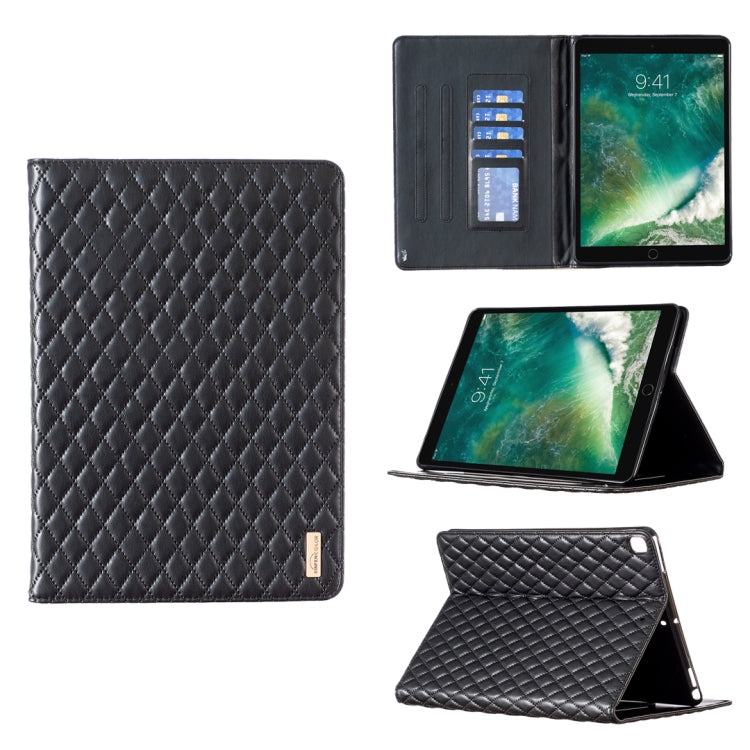 For iPad Pro 10.5 2019 / 10.2 Elegant Rhombic Texture Horizontal Flip Leather Tablet Case(Black) - iPad Pro 10.5 inch Cases by buy2fix | Online Shopping UK | buy2fix
