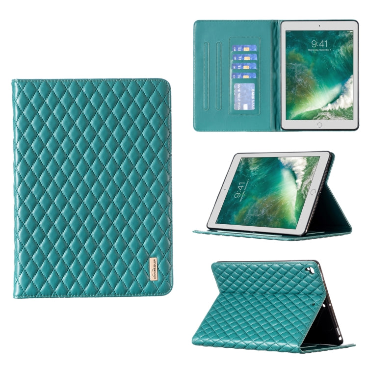 For iPad 8 / 7 / 6 / 5 9.7 inch Elegant Rhombic Texture Horizontal Flip Leather Tablet Case(Green) - iPad Pro 9.7 inch Cases by buy2fix | Online Shopping UK | buy2fix
