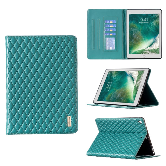 For iPad 8 / 7 / 6 / 5 9.7 inch Elegant Rhombic Texture Horizontal Flip Leather Tablet Case(Green) - iPad Pro 9.7 inch Cases by buy2fix | Online Shopping UK | buy2fix