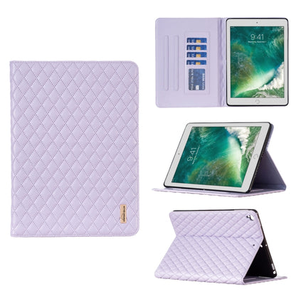 For iPad 8 / 7 / 6 / 5 9.7 inch Elegant Rhombic Texture Horizontal Flip Leather Tablet Case(Purple) - iPad Pro 9.7 inch Cases by buy2fix | Online Shopping UK | buy2fix