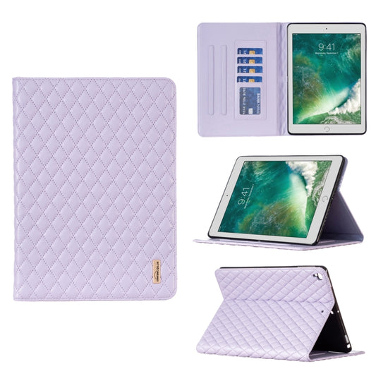 For iPad 8 / 7 / 6 / 5 9.7 inch Elegant Rhombic Texture Horizontal Flip Leather Tablet Case(Purple) - iPad Pro 9.7 inch Cases by buy2fix | Online Shopping UK | buy2fix
