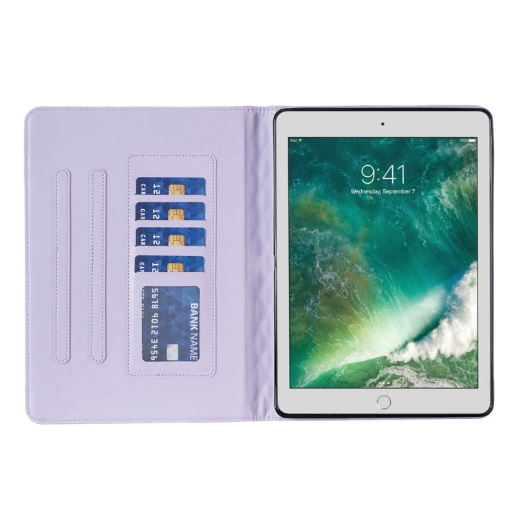 For iPad 8 / 7 / 6 / 5 9.7 inch Elegant Rhombic Texture Horizontal Flip Leather Tablet Case(Purple) - iPad Pro 9.7 inch Cases by buy2fix | Online Shopping UK | buy2fix