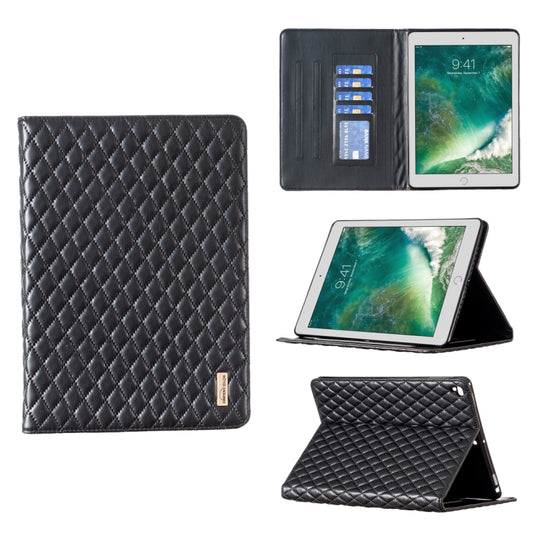 For iPad 8 / 7 / 6 / 5 9.7 inch Elegant Rhombic Texture Horizontal Flip Leather Tablet Case(Black) - iPad Pro 9.7 inch Cases by buy2fix | Online Shopping UK | buy2fix