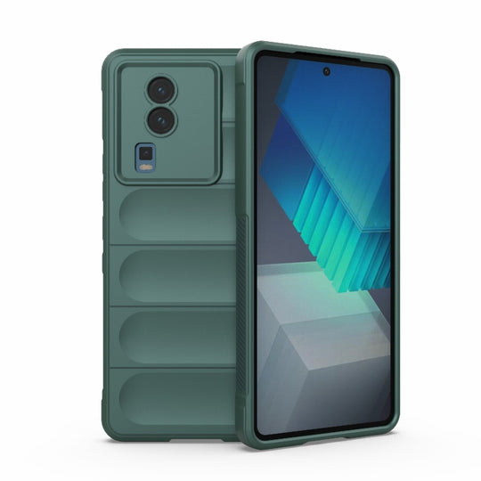 For vivo iQOO Neo7 Magic Shield TPU + Flannel Phone Case(Dark Green)