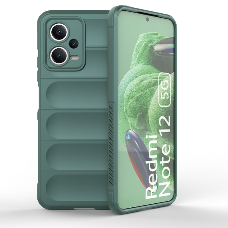 For Xiaomi Redmi Note 12 5G / Note 12 5G India Magic Shield TPU + Flannel Phone Case(Dark Green) by buy2fix