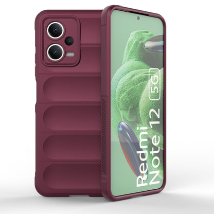 For Xiaomi Redmi Note 12 5G / Note 12 5G India Magic Shield TPU + Flannel Phone Case(Wine Red) by buy2fix