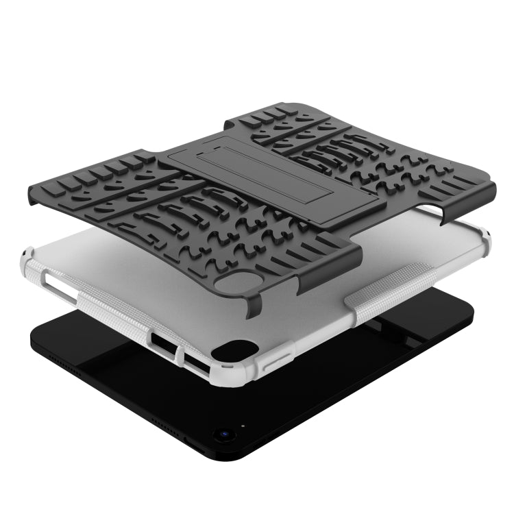 For iPad 2025 / 2022 Tire Texture TPU + PC Tablet Case with Holder(White) - iPad 2025 / 2022 Cases by buy2fix | Online Shopping UK | buy2fix