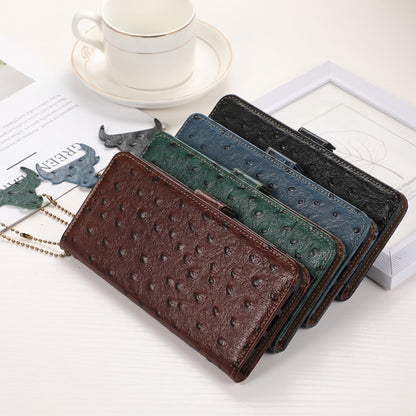 For iPhone 15 Pro Ostrich Pattern Genuine Leather RFID Phone Case(Black) - iPhone 15 Pro Cases by buy2fix | Online Shopping UK | buy2fix