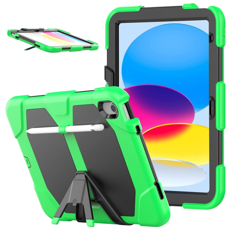 For iPad 2025 / 2022 Rugged Silicone Hard PC Tablet Case with Holder(Green) - iPad 2025 / 2022 Cases by buy2fix | Online Shopping UK | buy2fix