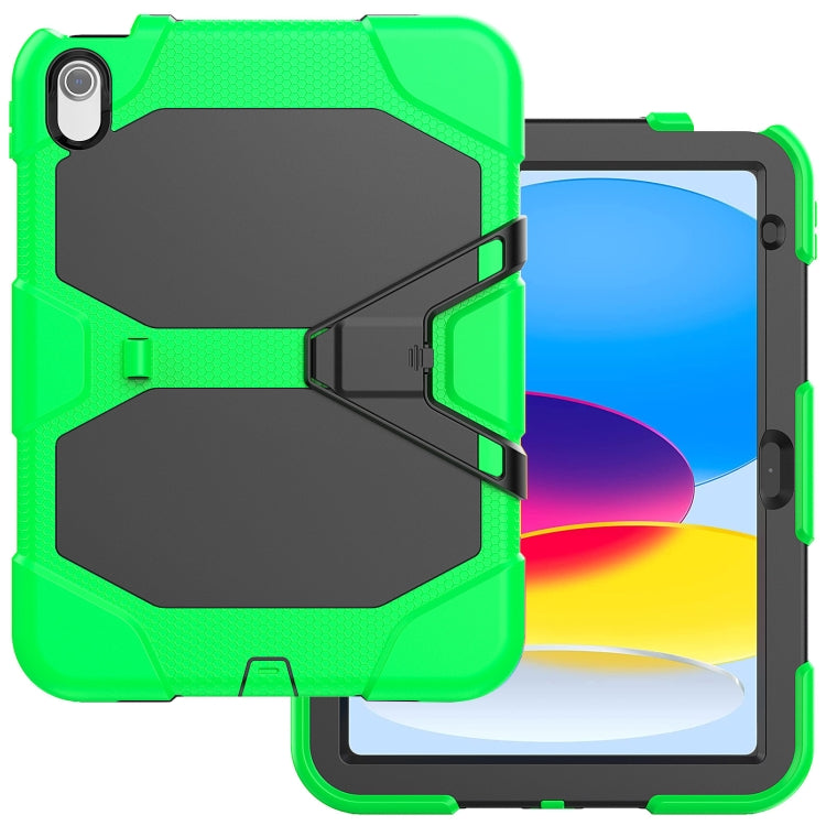 For iPad 2025 / 2022 Rugged Silicone Hard PC Tablet Case with Holder(Green) - iPad 2025 / 2022 Cases by buy2fix | Online Shopping UK | buy2fix